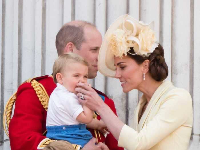 Louis made his first official appearance on the Buckingham Palace balcony at Trooping the Colour last year.