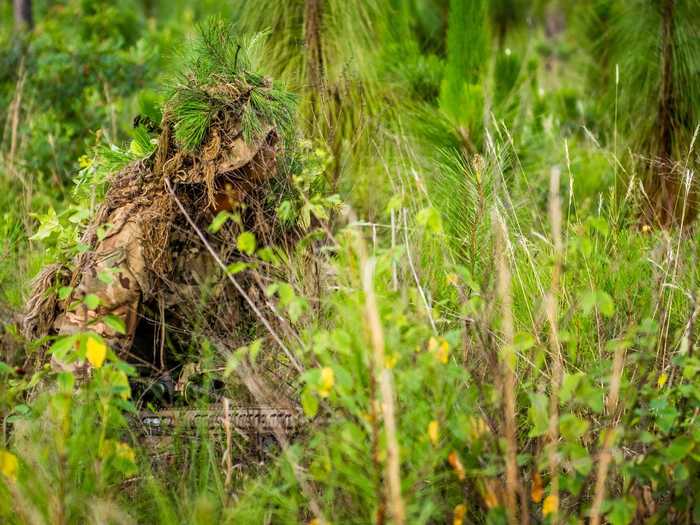 "You and your gun need to look like everything around you," a Marine Corps scout sniper instructor told Insider during an earlier visit to Quantico.