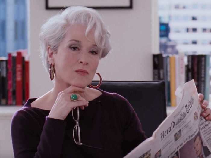 Meryl Streep starred as Miranda Priestly, the editor-in-chief at Runway magazine.