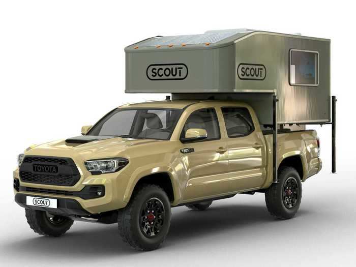 Scout Campers also offers an optional Batwing awning that covers 270 degrees of the camper and truck for those who want a shaded area around the parked truck ...