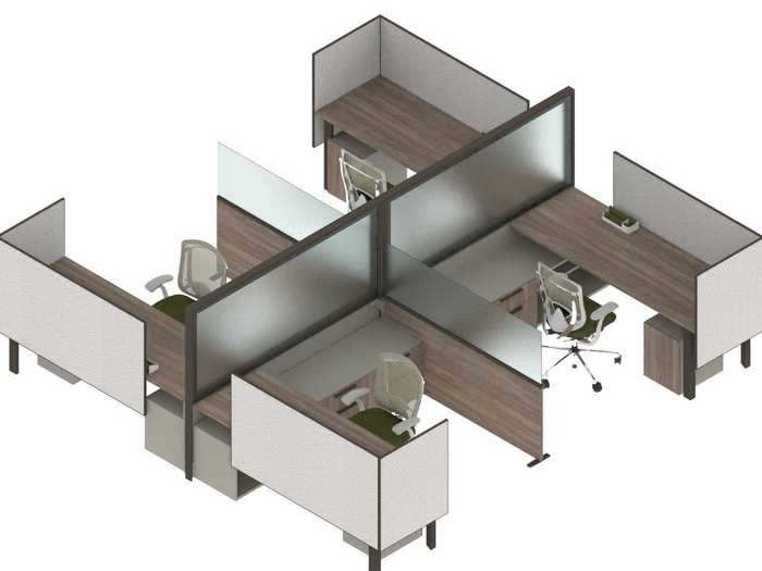 There are lateral screens that can provide privacy for employees whose workstations are positioned side-by-side.