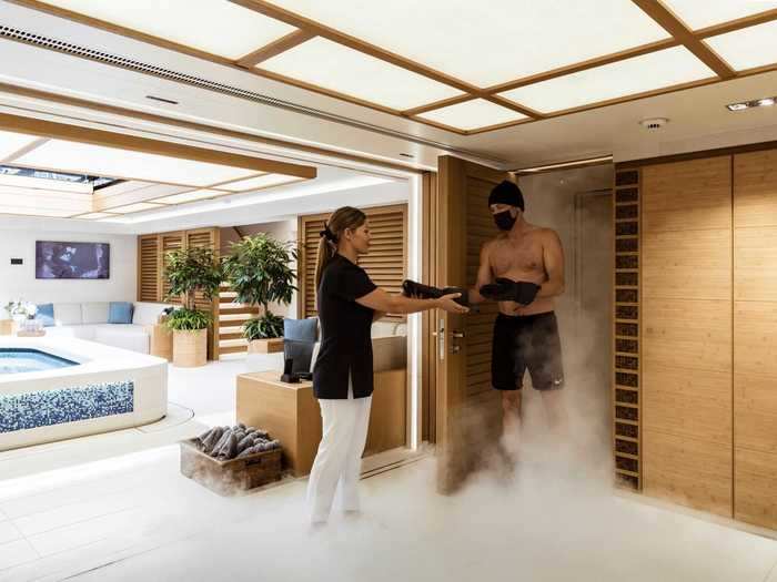 Flying Fox is also the first yacht to ever install a cryotherapy sauna, Boat International reported.