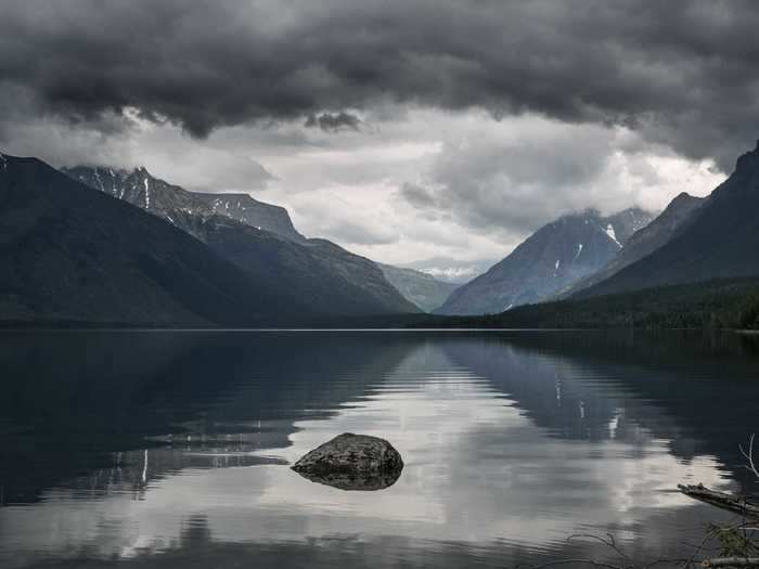 Lake McDonald in Flathead County, Montana, is surrounded by Glacier National Park.