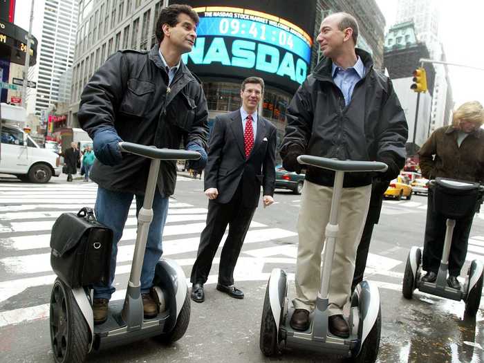 The Segway PT (personal transporter) landed went on sale in 2002. Early units were priced at $5,000 and the machine debuted on Amazon.com on November 18, 2002.