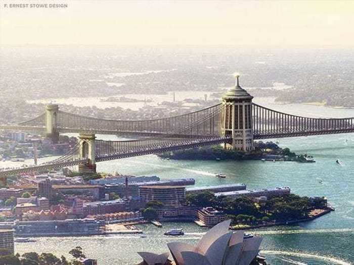 However, the Sydney Harbour Bridge could have looked very different. One architect proposed a radial design with multiple bridges coming from three directions.