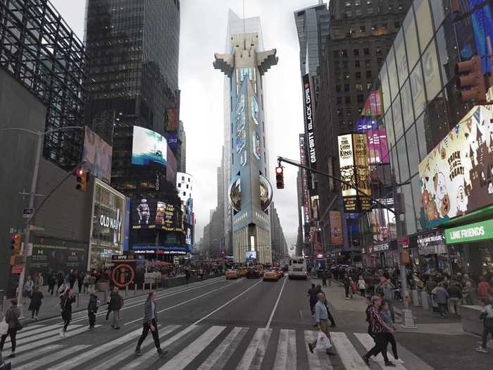 Architect George Ranalli’s design for the Times Square Tower was almost dystopian-looking.