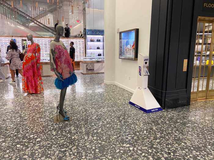 The first thing I noticed were the myriad Purell hand sanitizer stations around the store, providing a somewhat bizarre visual contrast among the high fashion looks.