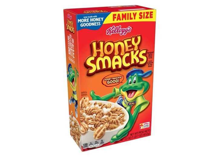 A friendly frog appears on boxes of Honey Smacks cereal. What