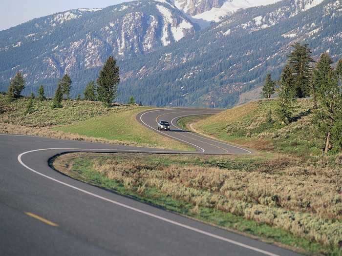 Jenny Lake Scenic Drive in Grand Teton National Park in Wyoming offers spectacular views of water and mountains.