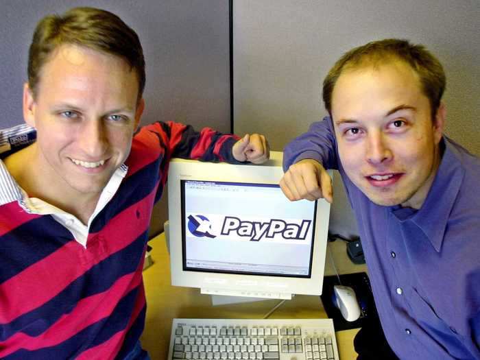 1. PayPal. Before Elon Musk was involved with Tesla, he and his partners (including Peter Thiel, pictured here). Musk took his share of the $1.5 billion sale to PayPal in 2002 and sank it all into Tesla and SpaceX.