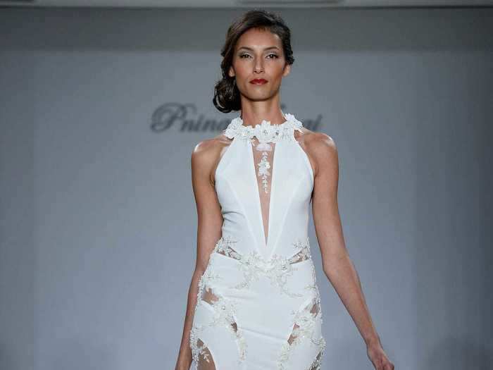 Barely-there dresses with see-through detailing are also huge in bridal fashion.