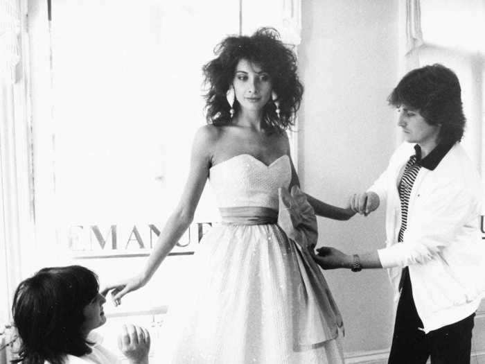 Brides ditched sleeves for strapless dresses in the 1980s.