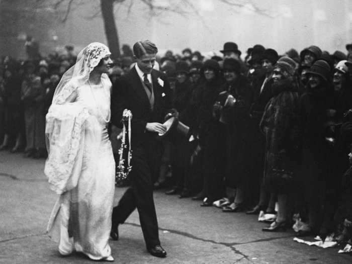 Wedding gowns in the 1920s were more sophisticated, flapper-style dresses.