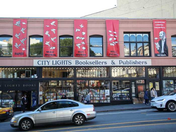 He went to City Lights Bookstore, an iconic independent bookseller, right next door and bought a stack of books.