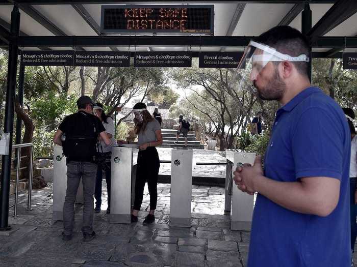 Meanwhile, in Athens, the ancient Acropolis site has also started welcoming visitors again after two months of shut down.