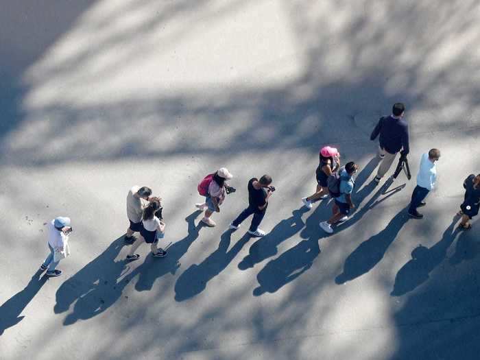 Photos of the queue to climb the tower show a much smaller crowd than you would usually see at the iconic tower that draws 7 million visitors a year.