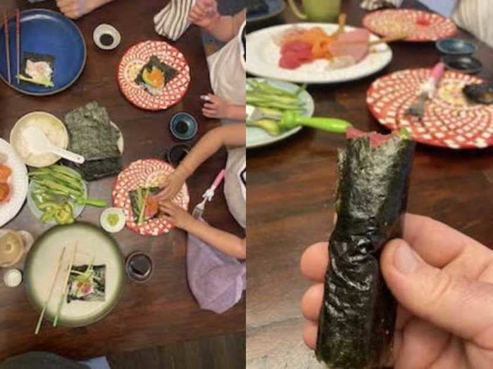 Meehan also loves making handmade sushi rolls when he