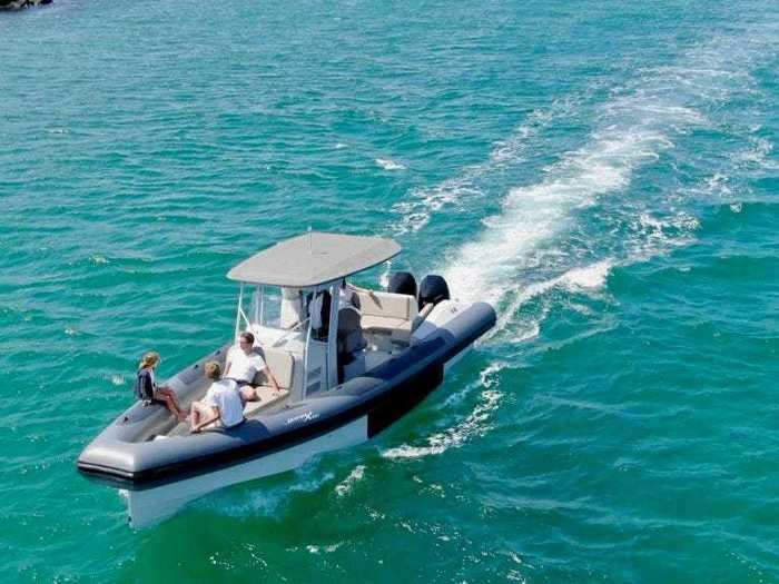 The rigid inflatable boat — RIB for short — is geared toward adventure and can travel at speeds of up to 55 mph on water.