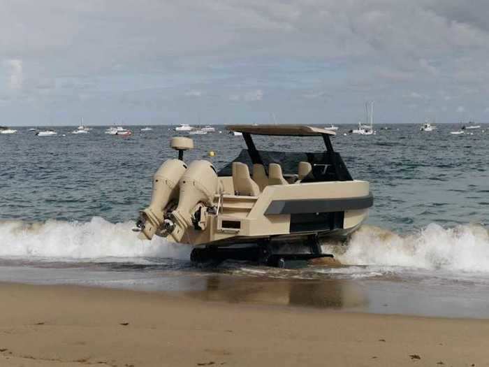 Owners can simply roll right into the water, and press a button so that the tracks retract up into the hull.