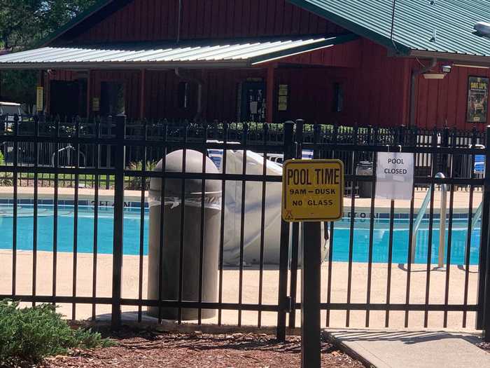 The community pool has been limited to 10 people for social distancing.