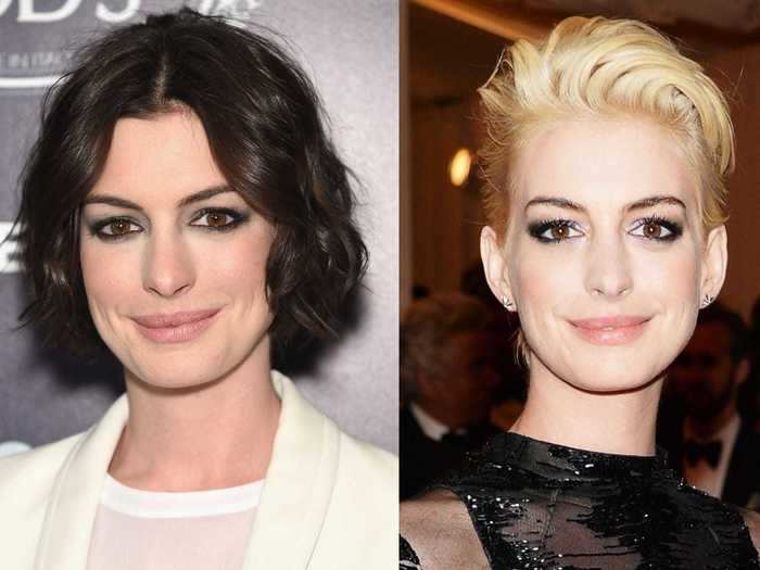 Anne Hathaway switched up her signature brown hair for the 2013 Met Gala.