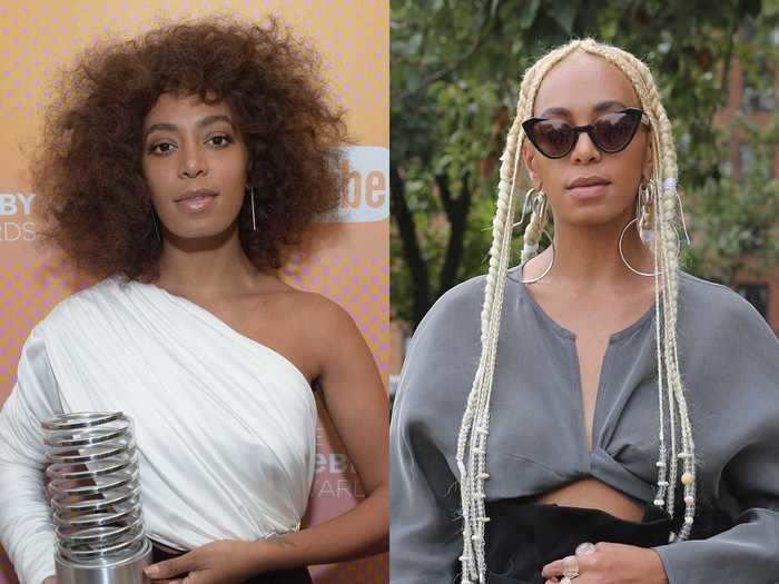 Solange showed off new platinum braids at a fashion show in 2017.