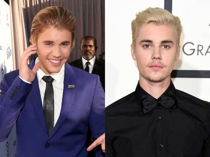 Justin Bieber is a natural dirty blonde, but the shift to platinum was a big change for the singer.