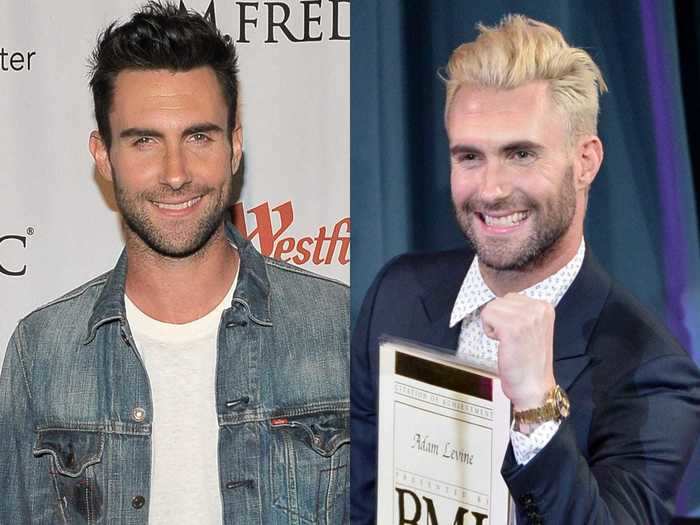 Adam Levine has switched back and forth between his natural brown and bleach blonde hues.