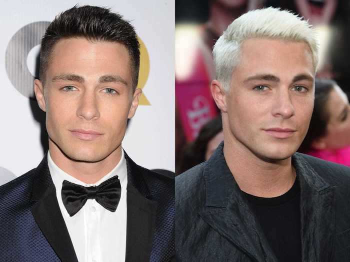 Colton Haynes experimented with bleached hair in 2017.