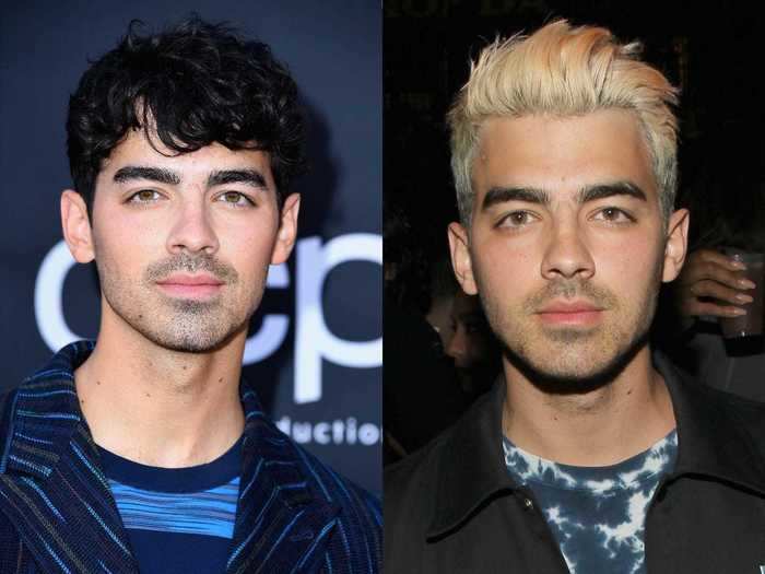 During his DNCE days, Joe Jonas dyed his hair all kinds of colors, including a peroxide blonde.