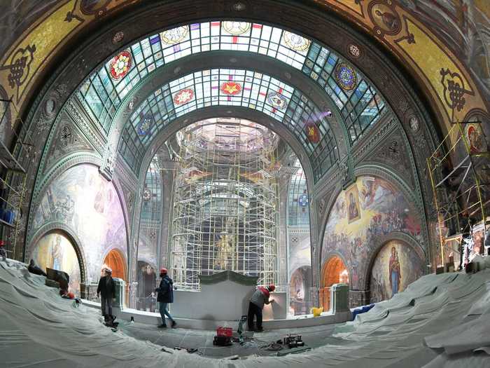 Here is an interior view of the construction work inside the cathedral.