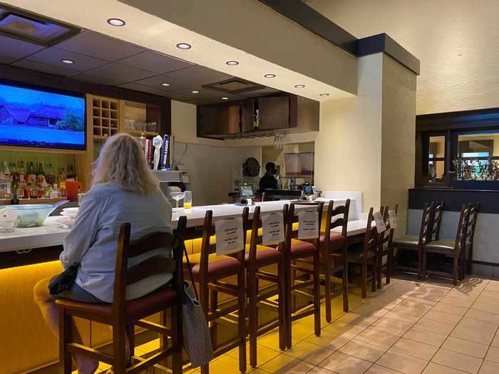 For people sitting alone, the bar area was also mostly closed off, allowing only one or two people to sit up at the counter.