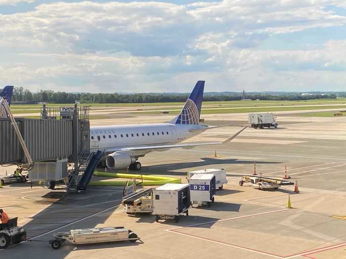 The plane taking us back to New York was an Embraer E175 regional jet with seating in a 2-2 configuration. It was over 70% full so gate agents informed passengers they can take the next flight, which was 24 hours later, for free if they wanted.