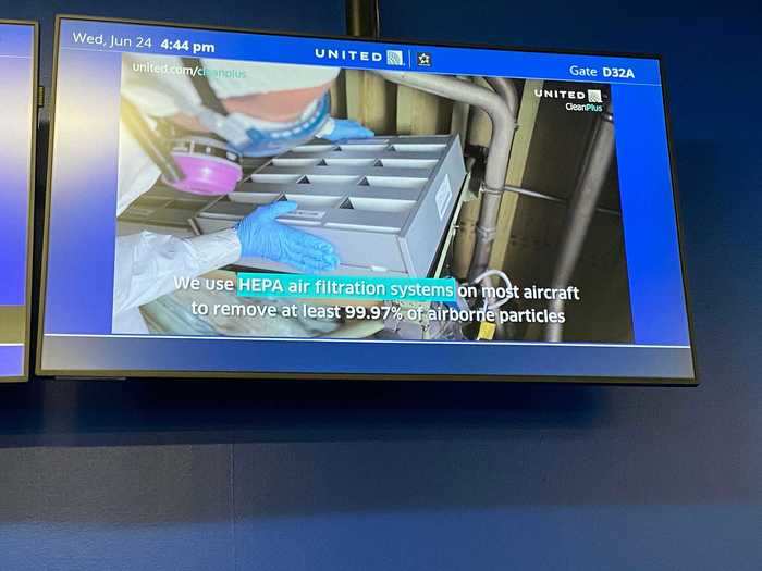 There was also a small video that showed the benefits of HEPA filters onboard and United