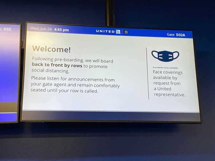 The difference between the signage at the gate for this flight and the one I had just taken was drastic. This is just one example, where United outlines the new boarding procedure.