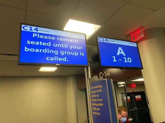 The boarding procedure is Nashville was adapted to the new policy with groups of only 10 being called to line up and board at the same time.