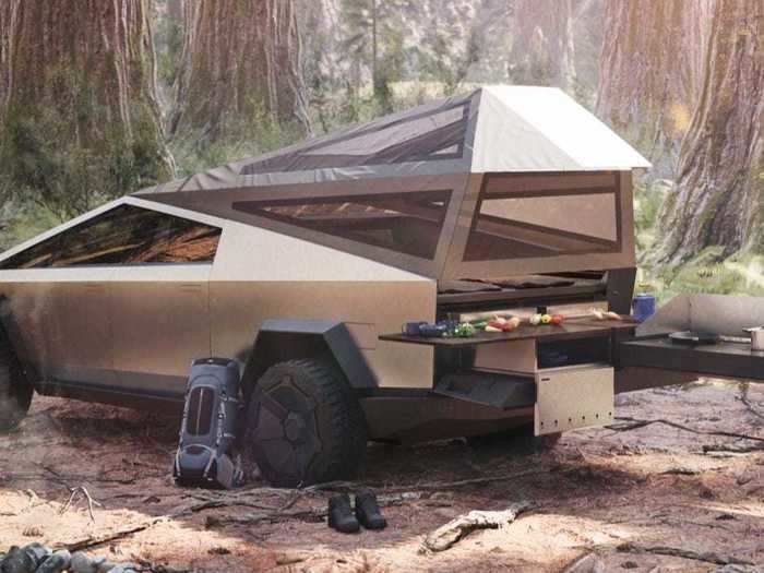 The Cybertruck can also be configured for outdoor lifestyles.