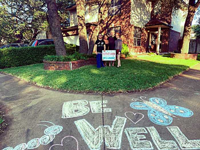 Another neighbor, Carolyn Jennings Brown, is chalking up the sidewalks with positive messages for neighbors.