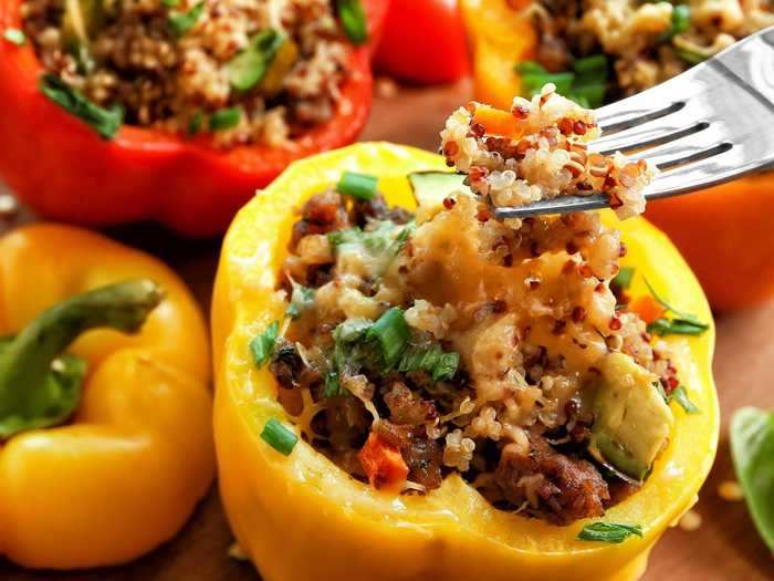 Stuffed peppers are an easy and versatile air-fryer dish.