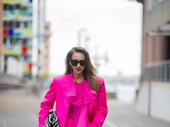 Neon is here to stay this summer, but the monochromatic look might be a bit too much.