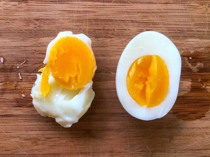 Letting the eggs sit in the water for 15 minutes made the yolks solid and rubbery.