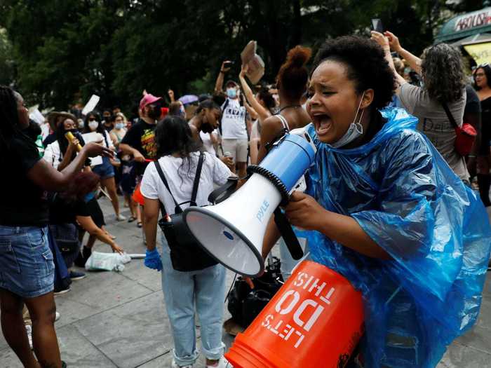 To alleviate those concerns, organizers at varying points hold assemblies to orient the growing crowd on a list of demands and the importance in respecting Black leadership.