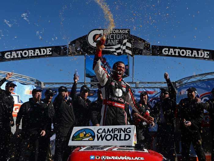 In October 2013, Wallace secured his first win on the circuit, taking the checkered flag at Martinsville to become the first Black driver to win a NASCAR race since Wendell Scott in 1963.