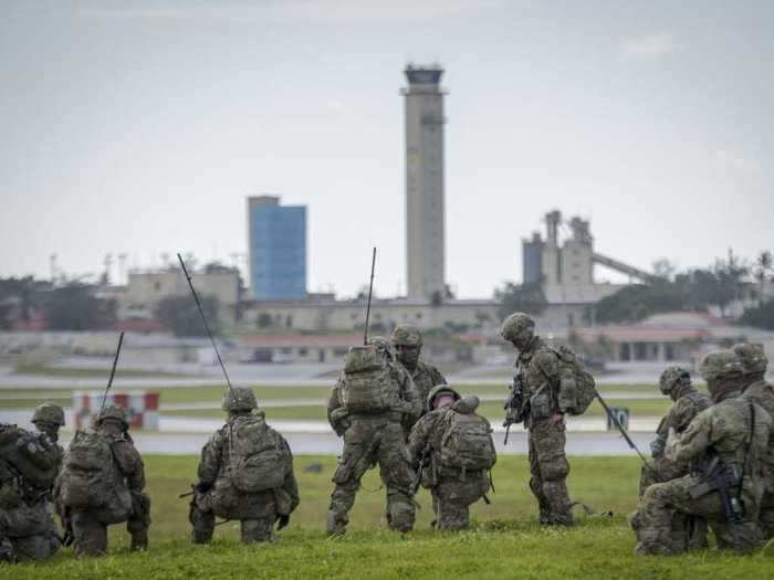 The invasion drill, part of ongoing exercises in the Marianas, comes amid tensions with China in strategic airspace and waterways and as the US attempts to demonstrate its ability to project power in a clear message to rivals.