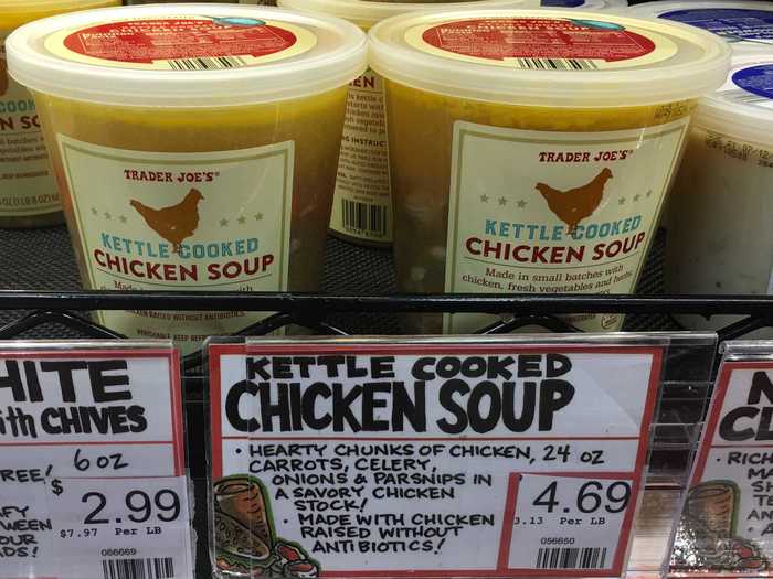 Trader Joe’s kettle-cooked chicken soup is perfect for a hearty and warm meal.