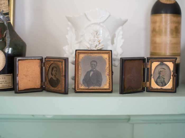 The pictures that sit on the mantel appeared to be from the 1800s.