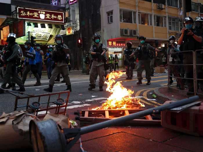 Hong Kong police said some of the arrests were made for offenses like "unlawful assemblies, disorderly conduct in public places [and] furious driving." But at least 10 people were arrested for carrying materials displaying independence slogans.