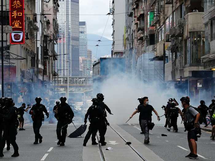 The police used tear gas and pepper spray to break up the demonstrations.