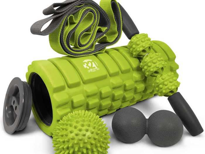 A foam roller to massage sore muscles