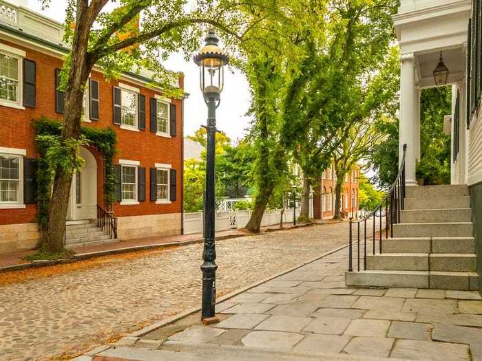 MASSACHUSETTS: Main Street in Nantucket features historic sites and quaint boutiques along the cobblestones.